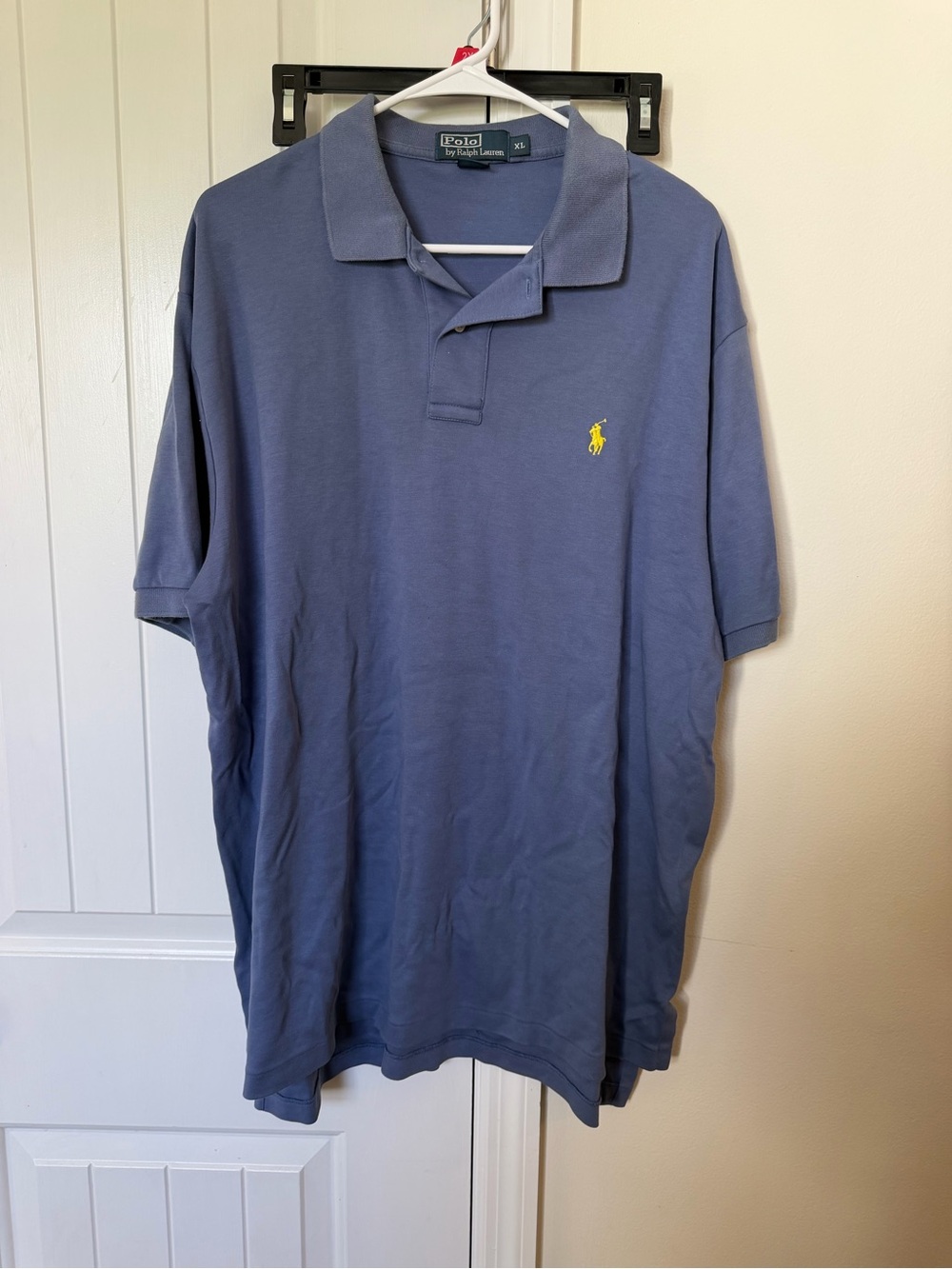 Polo Ralph Lauren Blue Cotton Polo Shirt XL Yellow Pony Classic Men’s - Picture 3 of 7